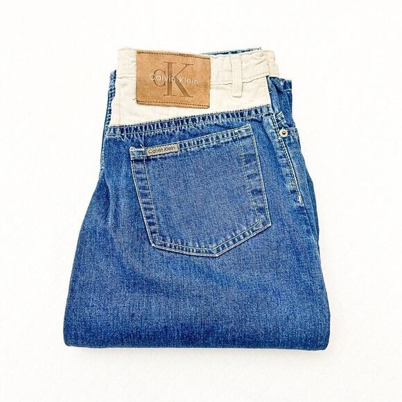 Calvin Klein Long Midi Denim jean Long Split Skirt Size 10 Vintage EUC - Picture 5 of 5